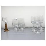 5 MONOGRAMMED ATP WINE GLASSES, BALL BASE FOOTED