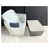 STORAGE BINS 3 CLEAR W/ LIDS AND 1 OTHER