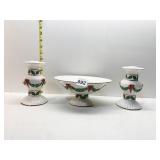 MATCHING CERAMIC CANDLE STICK HOLDER AND FOOTED