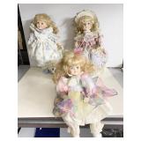 3 PORCELAIN DOLLS