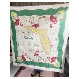 VINTAGE FLORIDA TABLECLOTH 46 X 46