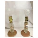 PAIR OF VINTAGE DRESSER LAMPS 2 COLOR GLASS