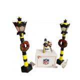 2 LAMP OST AND NFL ORNAMENT IN BOX