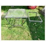 IRON PATIO TABLES, SQUARE SIDE TABLE WITH GLASS,