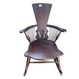 CURVED AND CARVED BACK MAHOGANY ROCKING CHAIR