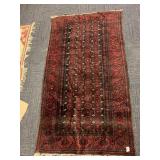 RED FRINGED ENTRYWAY RUG 77" X 44"