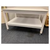 WOOD ROLLING TWO TIER WORK\DISPLAY TABLE, SOLID