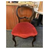 CHERRY AND BURGUNDY SEAT DINING CHAIR WITH