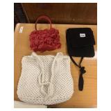 HANDBAGS WOOLWORTHS BLACK, RED FLOWERED, WHITE