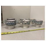 SET OF 6 FOOTED DOUBLE HANDLE SOUP BOWLS, CHIPPED