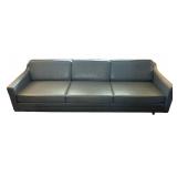 GRAY LEATHER SOFA 3 CUSHION 98" L X 34" - BY GENE