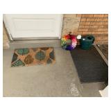 2 DOOR MATS, WATERING CAN, FELTED RAINBOW WREATH