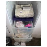 3 DRAWER PLASTIC STORAGE WITH LAUNDRY BAGS,