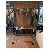 DOUBLE POLE ROLLING CLOTHING RACK WITH 4