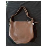 VINTAGE COACH ROUND BOTTOM BROWN LEATHER PURSE,