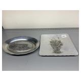 WENDELL AUGUST SQUARE PLATE, PEWTER PLATE