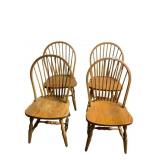 SET OF 4 WOOD SPINDLE BACK CHAIRS 20"W X 37"H X