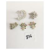 PIN GROUP RHINESTONES COLORED STONES SILVER TONE