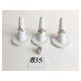 RINGS TWO SILVER 925 ONE YELLOW STONE TEARDROP