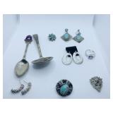 SILVER TONE SZ. 9 NEW RING, EARRINGS AND PLATED