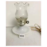 MILK GLASS LAMP 8.5" H