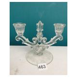 DOUBLE CANDLESTICK HOLDER ETCHED BASE 6.5" H