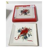 WINTER GREETINGS SQUARE DISH NIB $20.00