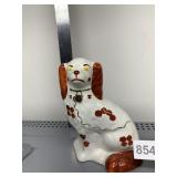 PORCELAIN DOG UNMARKED STAFFORDSHIRE