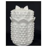 FENTON WHITE MILK GLASS CANISTER SHAPED CANDY