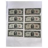 LOT OF (8) RED SEAL $2
