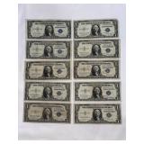 LOT OF (10) 1935 SILVER CERTIFICATES