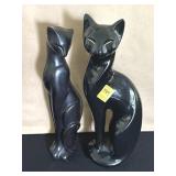 2 BLACK CAT STAUES-10"