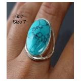 TURQUOISE COLOR RING SIZE 7