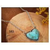 TURQUOISE COLOR HEART SHAPE NECKLACE