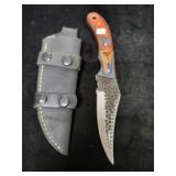 HAND MADE KNIFE - WOOD HANDLES - MOSAIC PIN -