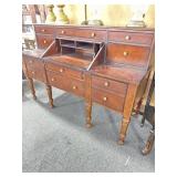 REPRODUCTION MAHOGANY DESK WITH FILE DRAWER.