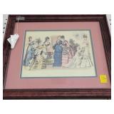 PAIR FRENCH FASHION PLATES - FRAMED AND MATTED.