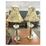 PAIR BUFFET TABLE LAMPS WITH SHADES - 38" HIGH.