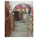 DECORATIVE CATHEDRAL STYLE MIRROR WITH LATTICE.