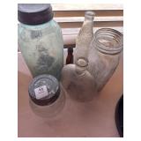 ANTIQUE GLASS JARS AND BOTTLES