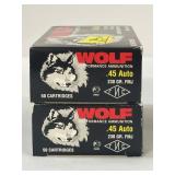 100 ROUNDS WOLF .45 AUTO AMMUNITION - 230 GR - FMJ