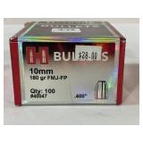 100 HORNADY 10 MM BULLETS FOR RELOADING - SEALED