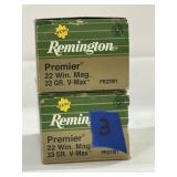 2 BOXES REMINGTON .22 WIN MAG AMMUNITION - 33 GR