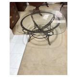 BRASS AND IRON GLASS TOOP TABLE