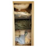 HALL LINEN CLOSET: SHEETS, TOWELS, BLANKET, ETC.