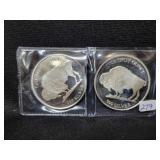 (2) 1 OZ BUFFALO SILVER ROUNDS