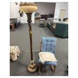 METAL AND ONYX FLOOR LAMP AND SEWING ROCKER (NEEDS