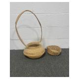 2 HANDMADE HANDWOVEN HAND BASKETS