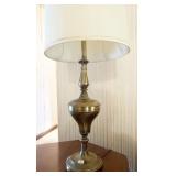 PAIR BRASS TALBE LAMPS WITH SHADES