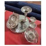 8 PC. SILVER PLATE, GRAVY BOAT,